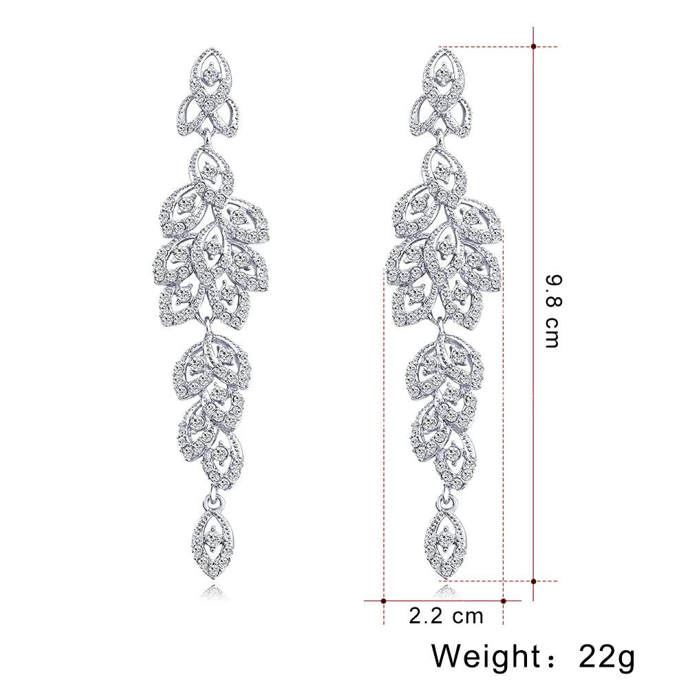 Blue Crystal Wedding Long Drop Earrings for Women. Brides Earrings Prom Jewelry Gifts Femme Pendiente. - So Real Fashion