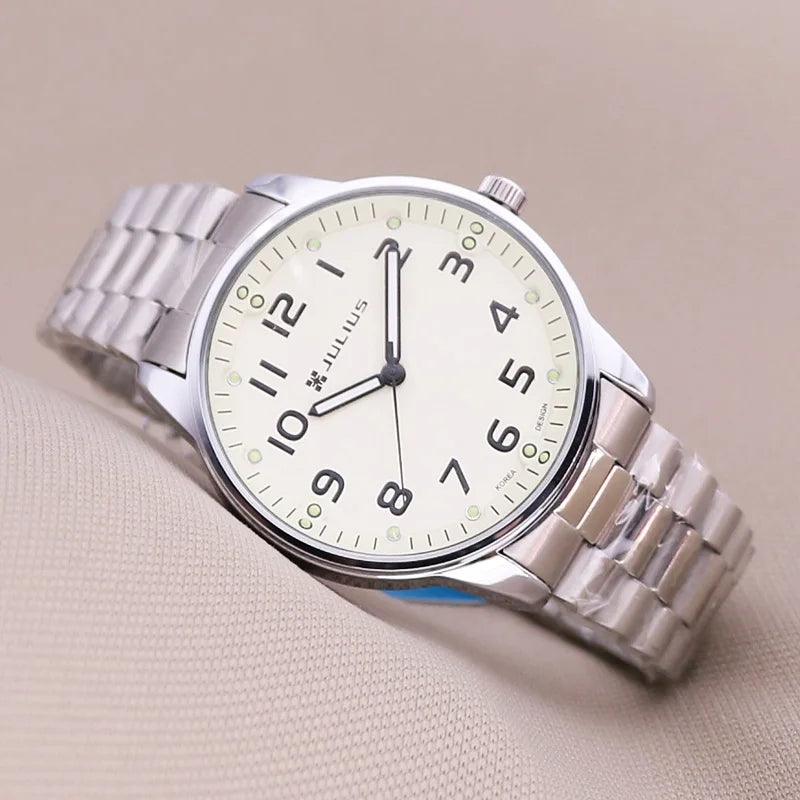 Top Julius Men's Homme Woman Wrist Watch Retro Fashion Hours Dress Stainless Steel Leather Boy Birthday Father's Gift No Box - So Real Fashion