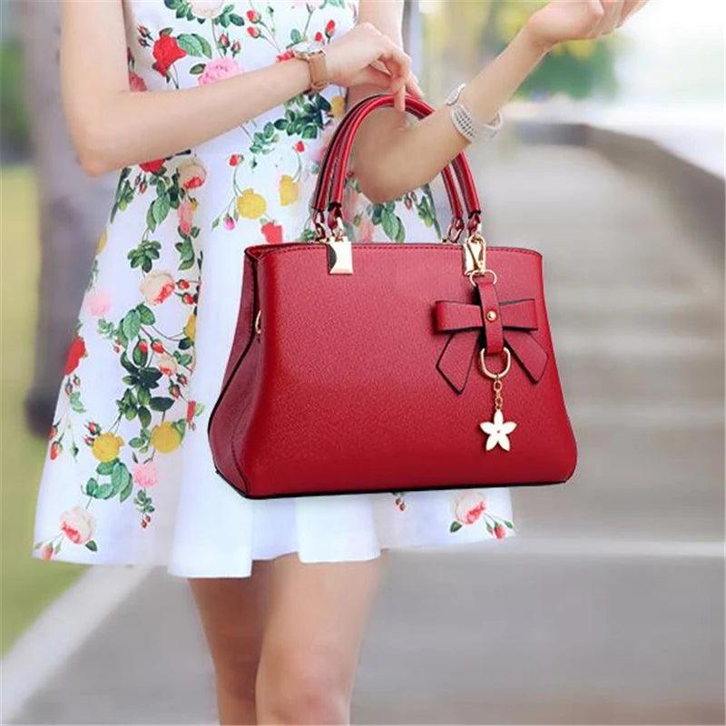 Yogodlns Elegant Women Messenger Bags with flower pendant Office Ladies Totes Pure Handbag for female Crossbody Shoulder Bags - So Real Fashion