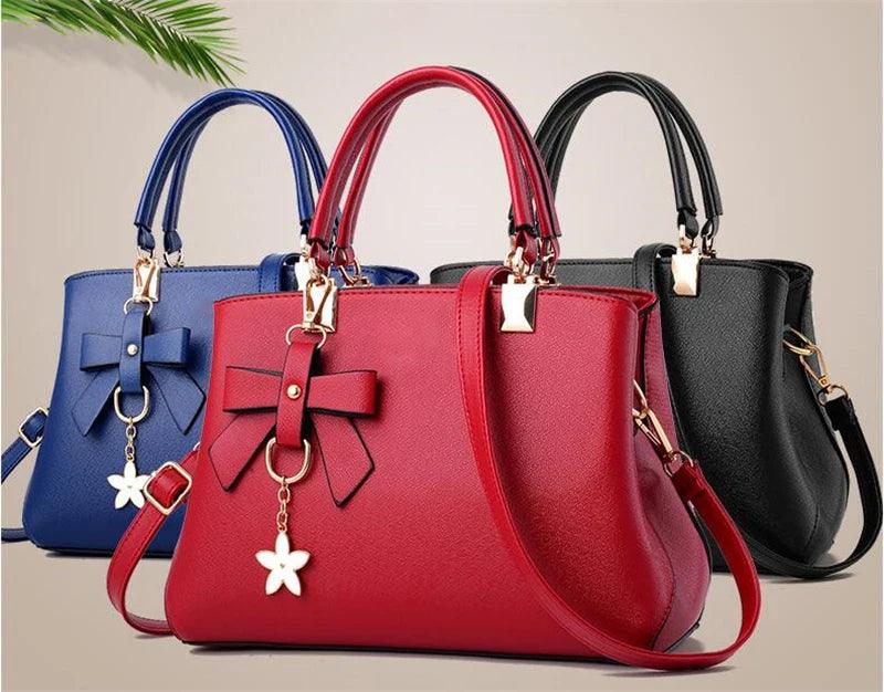 Yogodlns Elegant Women Messenger Bags with flower pendant Office Ladies Totes Pure Handbag for female Crossbody Shoulder Bags - So Real Fashion