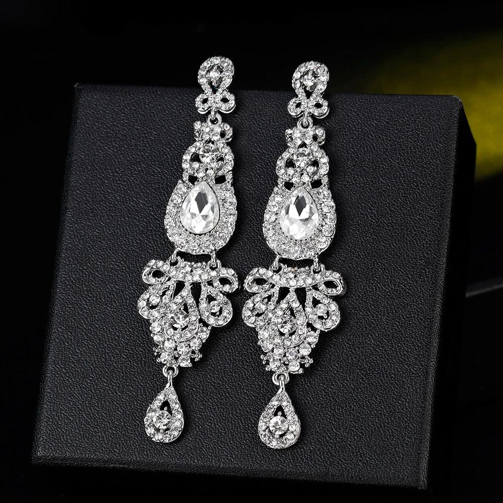 Blue Crystal Wedding Long Drop Earrings for Women. Brides Earrings Prom Jewelry Gifts Femme Pendiente. - So Real Fashion