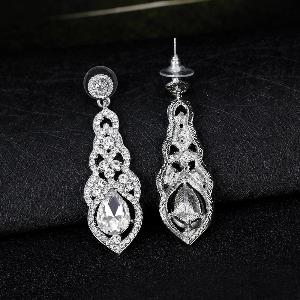 Blue Crystal Wedding Long Drop Earrings for Women. Brides Earrings Prom Jewelry Gifts Femme Pendiente. - So Real Fashion