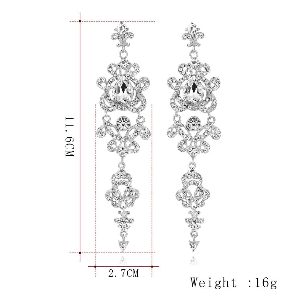 Blue Crystal Wedding Long Drop Earrings for Women. Brides Earrings Prom Jewelry Gifts Femme Pendiente. - So Real Fashion