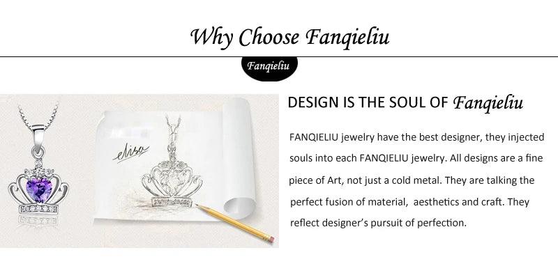 Fanqieliu Real Sterling Silver Triangle Pendant Necklace Box Chain Long Drop Earrings Jewelry Sets For Women Trendy. - So Real Fashion