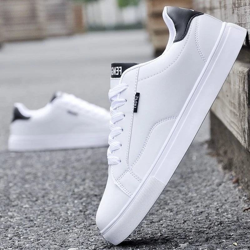 Men Vulcanize Casual Leather Shoes Adult New 2022 Male Sneakers White Cheap Lightweight Rubber Breathable Lace-up Fashion Summer