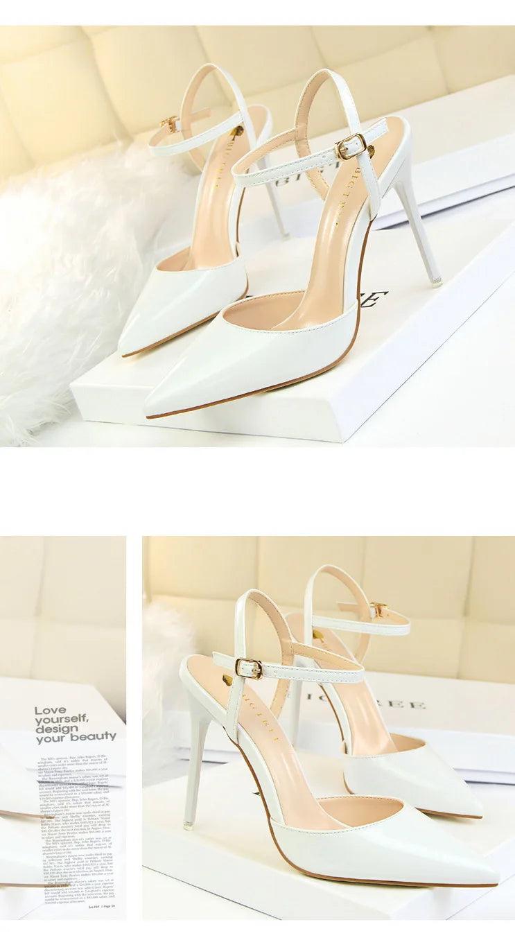 BIG TREE Shoes Fashion Sandals Women 2025 Patent Leather High Heels Women Sandals Summer Heeled Sandals Pointed Toe Women Pumps - So Real Fashion