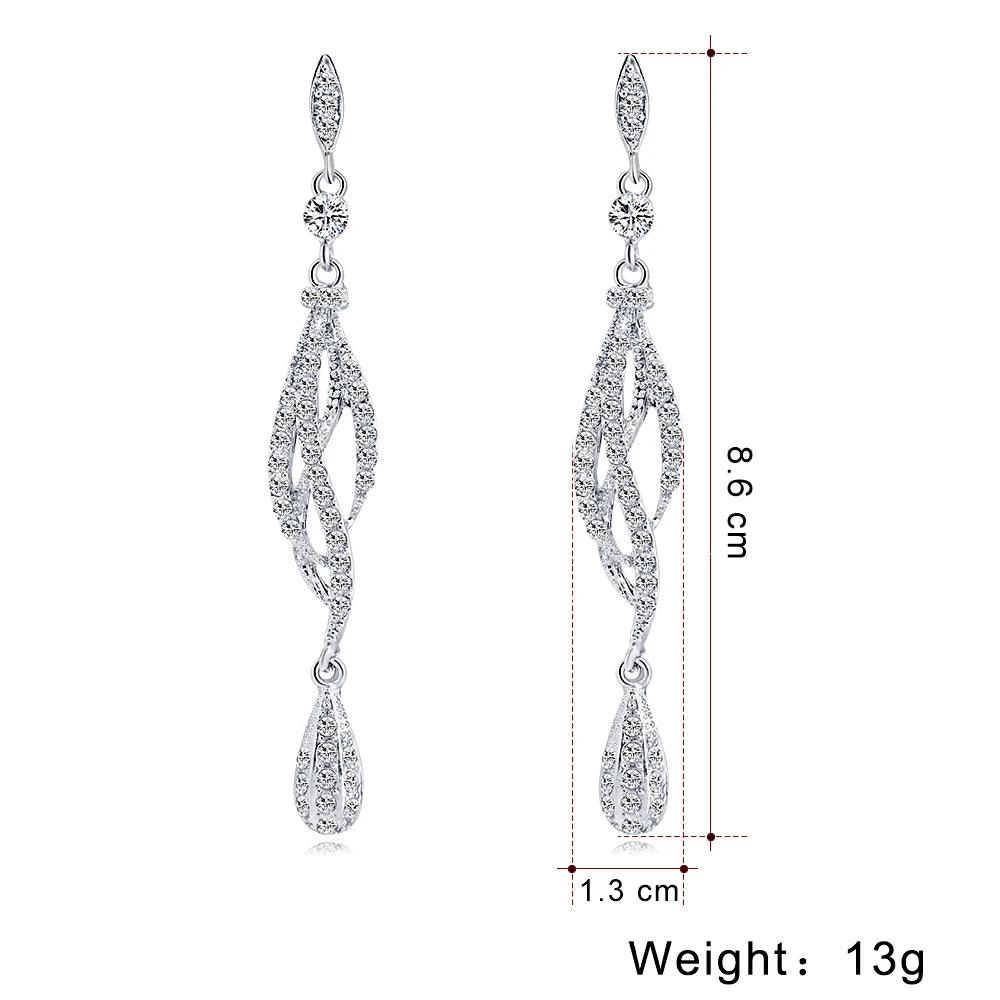 Blue Crystal Wedding Long Drop Earrings for Women. Brides Earrings Prom Jewelry Gifts Femme Pendiente. - So Real Fashion