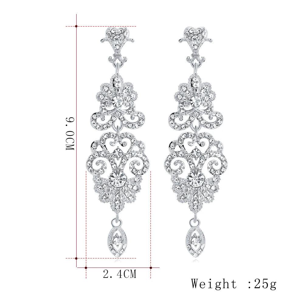 Blue Crystal Wedding Long Drop Earrings for Women. Brides Earrings Prom Jewelry Gifts Femme Pendiente. - So Real Fashion