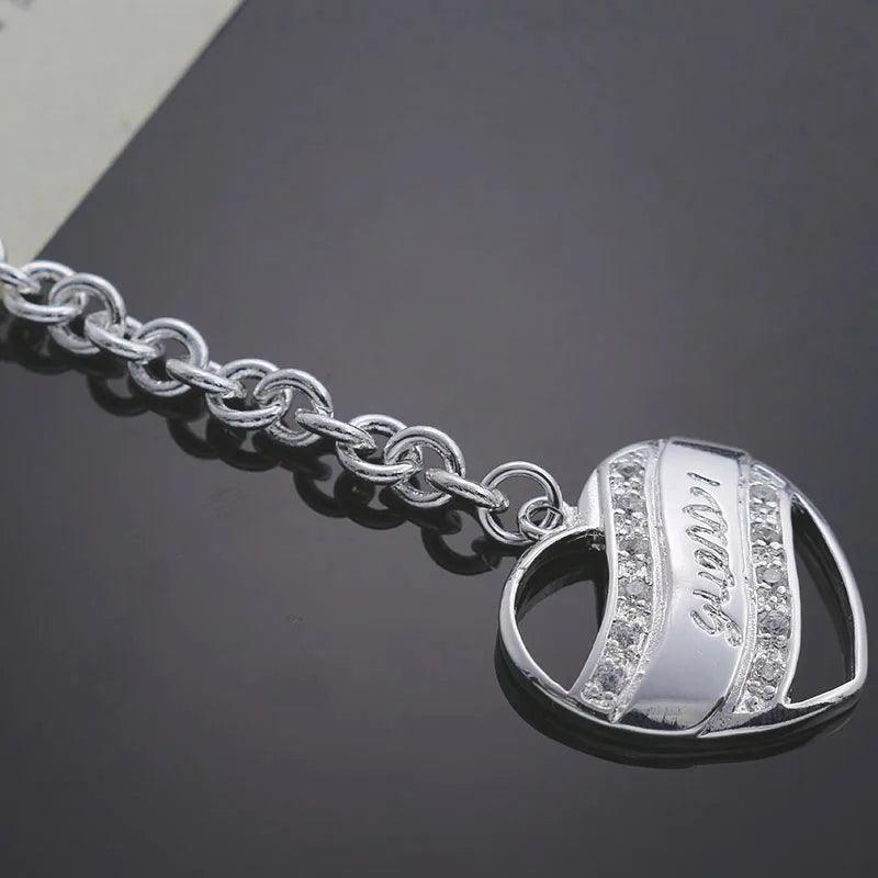 Brand Sliver Zirconium Bracelets Hollow Out Heart Bracelet for Women Jewelry Gift Wholesale Crystal Classic Semi-solid Bracelet - So Real Fashion