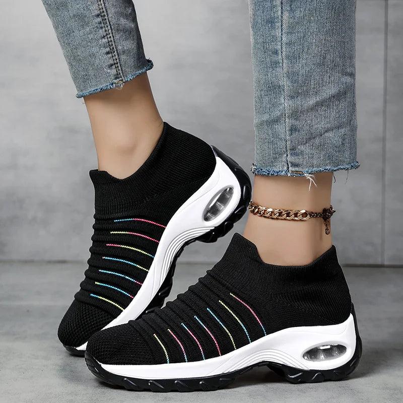 Height Increase Platform Women Sneakers Breathable and Cushion Casual Shoes For Women Dance Walking Shoes Slip On Sport Footwear - So Real Fashion