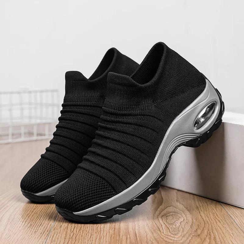 Height Increase Platform Women Sneakers Breathable and Cushion Casual Shoes For Women Dance Walking Shoes Slip On Sport Footwear - So Real Fashion