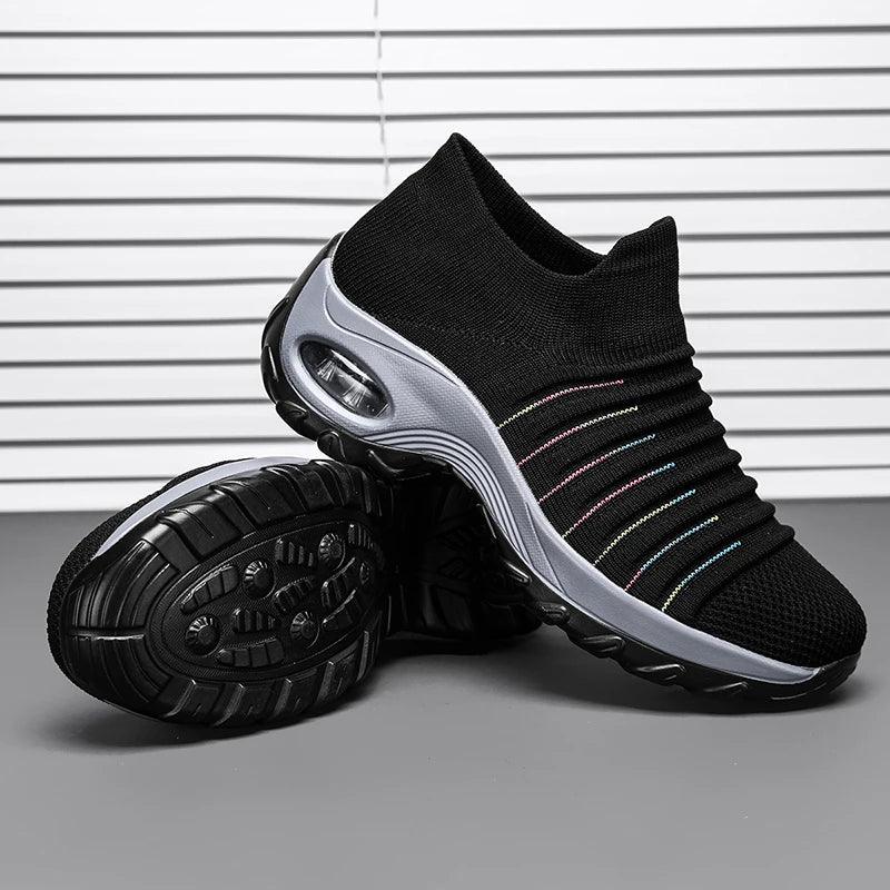 Height Increase Platform Women Sneakers Breathable and Cushion Casual Shoes For Women Dance Walking Shoes Slip On Sport Footwear - So Real Fashion