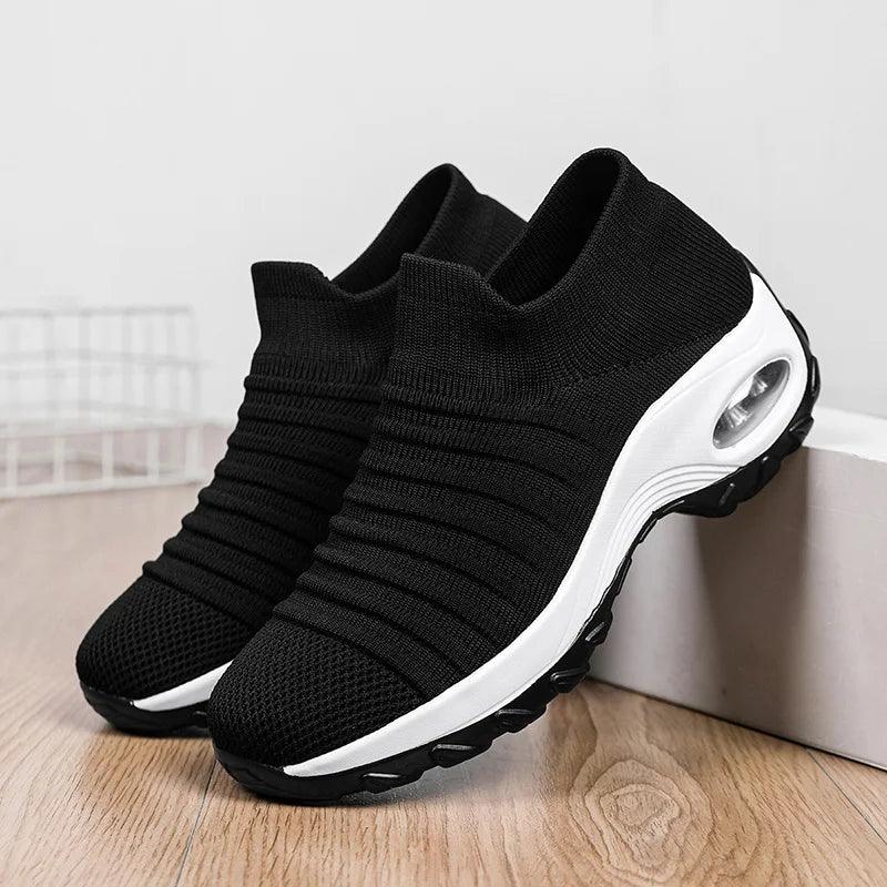 Height Increase Platform Women Sneakers Breathable and Cushion Casual Shoes For Women Dance Walking Shoes Slip On Sport Footwear - So Real Fashion