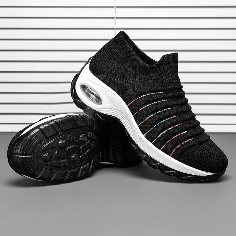 Height Increase Platform Women Sneakers Breathable and Cushion Casual Shoes For Women Dance Walking Shoes Slip On Sport Footwear - So Real Fashion