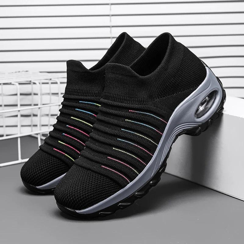 Height Increase Platform Women Sneakers Breathable and Cushion Casual Shoes For Women Dance Walking Shoes Slip On Sport Footwear - So Real Fashion