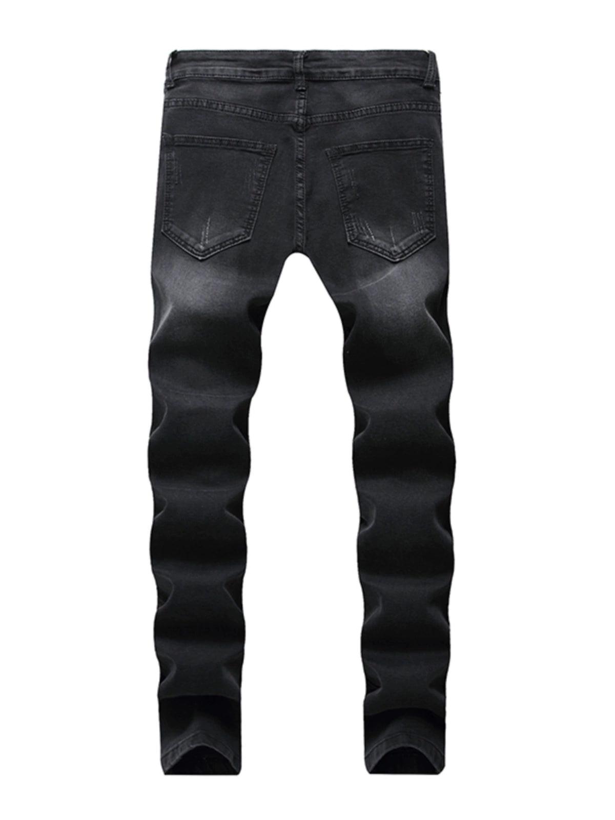 Ripped Biker Ruched Fashion Trendy Jeans - So Real Fashion