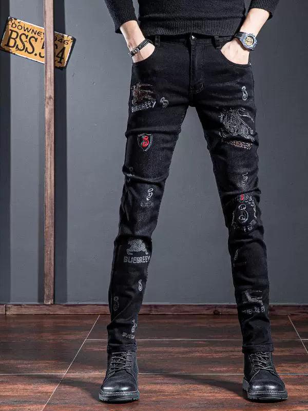 European Station Summer Embroider Skinny Jeans Black Denim - So Real Fashion