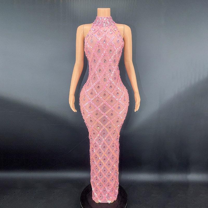 Novance Diamond Brown Mesh Socialite Dress - So Real Fashion