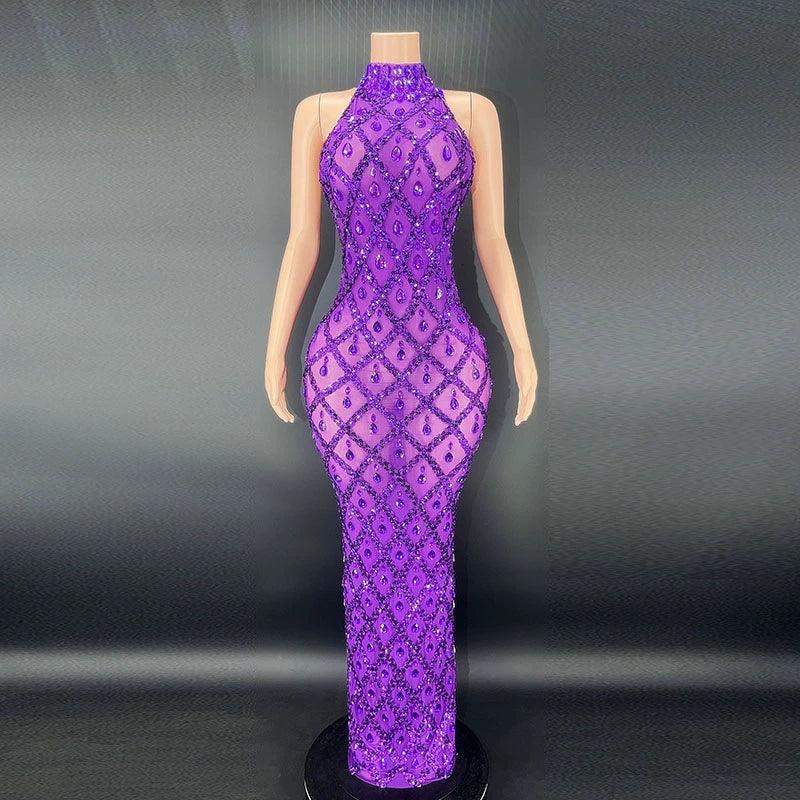 Novance Diamond Brown Mesh Socialite Dress - So Real Fashion