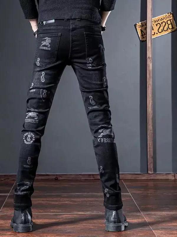 European Station Summer Embroider Skinny Jeans Black Denim - So Real Fashion