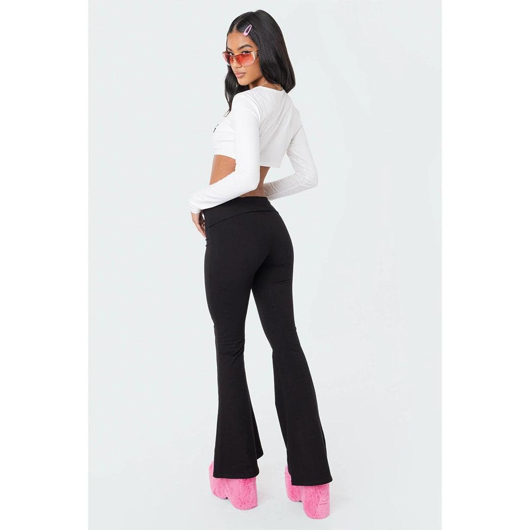 Kkx American Style Sexy Wind Solid Color Low Waist Early Autumn Casual Pants Street Fashionable Silm Slim Looking Easiest for Match Bootcut Trousers - So Real Fashion