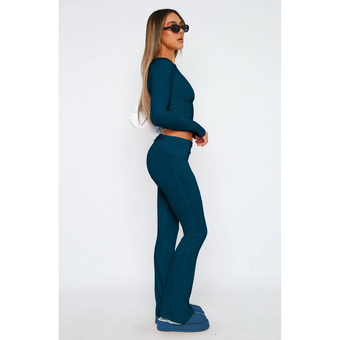 Kkx American Style Sexy Wind Solid Color Low Waist Early Autumn Casual Pants Street Fashionable Silm Slim Looking Easiest for Match Bootcut Trousers - So Real Fashion