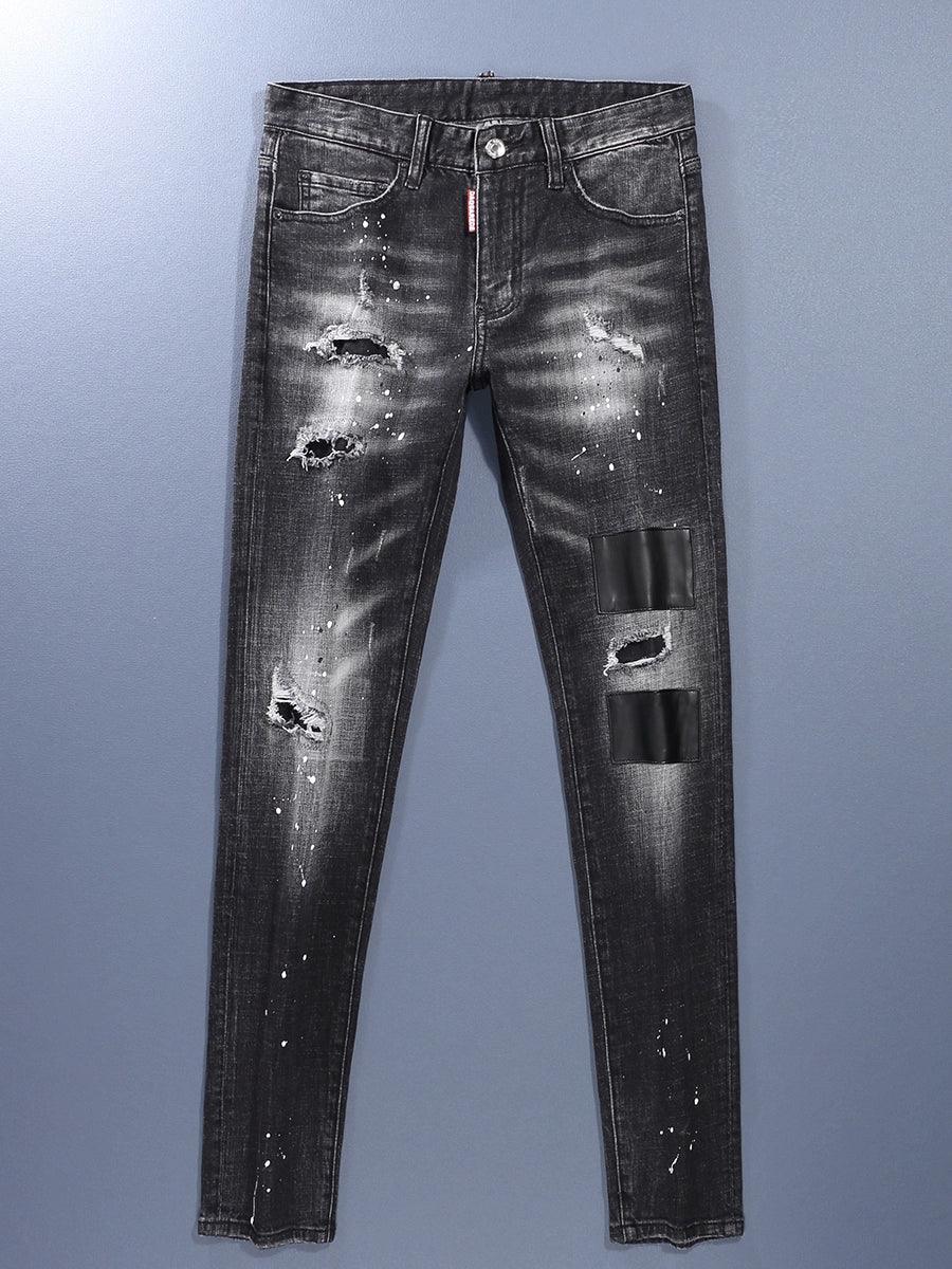 New Arrival Black Denim Men Trendy Brands Silm Skinny Jeans Stretch Classy Hole & Patch Casual Long Pants - So Real Fashion