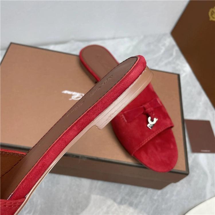 Flat for Outdoors Genuine Leather Suede Half Slippers Retro Bean Bag Open Toe Sandals Internet Celebrity Comfortable plus Size Women's Shoes - So Real Fashion