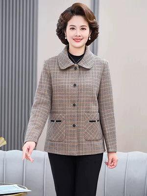 Classic Style Ladieswear Middle-Aged and Elderly Plaid Spring and Autumn Clothing - So Real Fashion