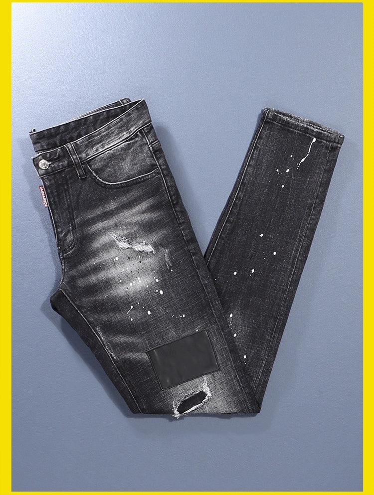 New Arrival Black Denim Men Trendy Brands Silm Skinny Jeans Stretch Classy Hole & Patch Casual Long Pants - So Real Fashion