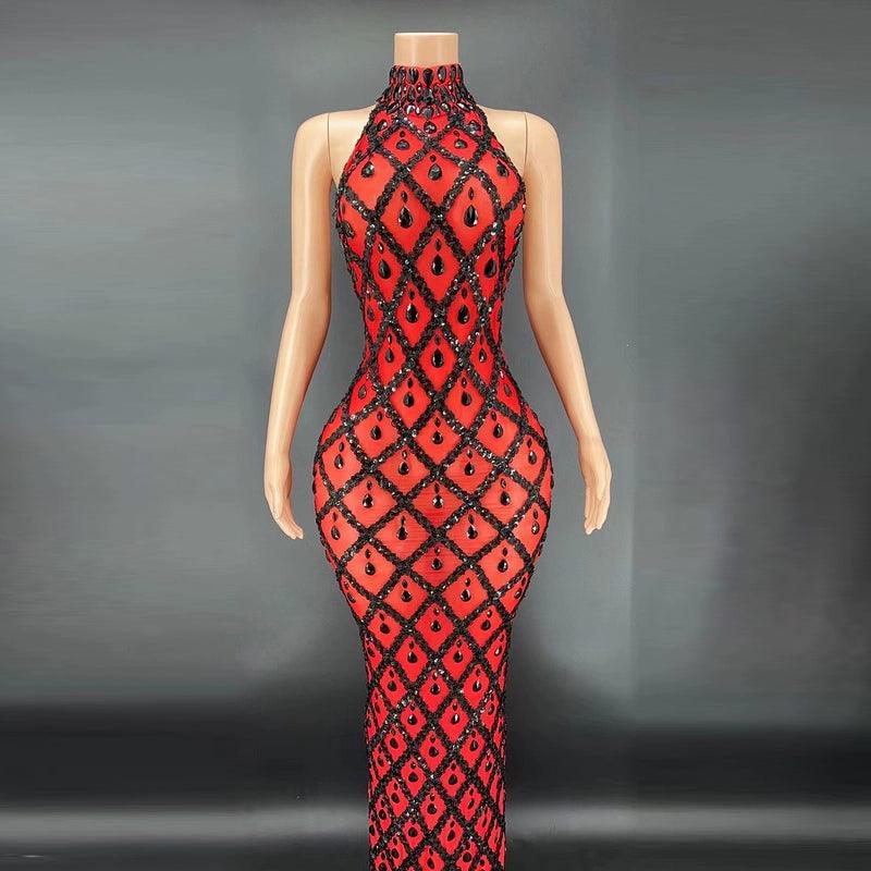 Novance Diamond Brown Mesh Socialite Dress - So Real Fashion