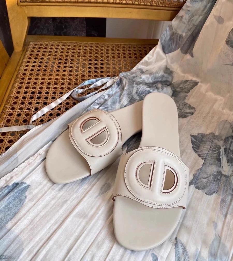 Goatskin Version ~ Pig Nose Authentic Leather Hollow out Slippers Women's Summer Outwear Casual Beach Soft Soled Flats Sandals - So Real Fashion