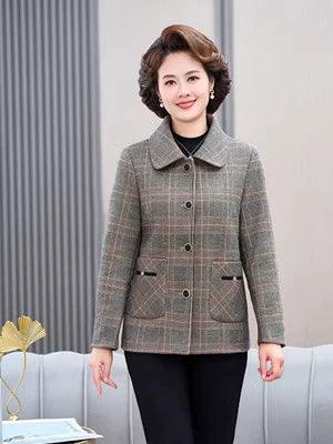 Classic Style Ladieswear Middle-Aged and Elderly Plaid Spring and Autumn Clothing - So Real Fashion