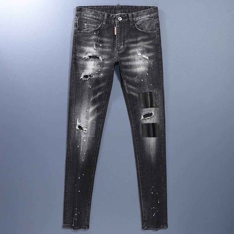 New Arrival Black Denim Men Trendy Brands Silm Skinny Jeans Stretch Classy Hole & Patch Casual Long Pants - So Real Fashion