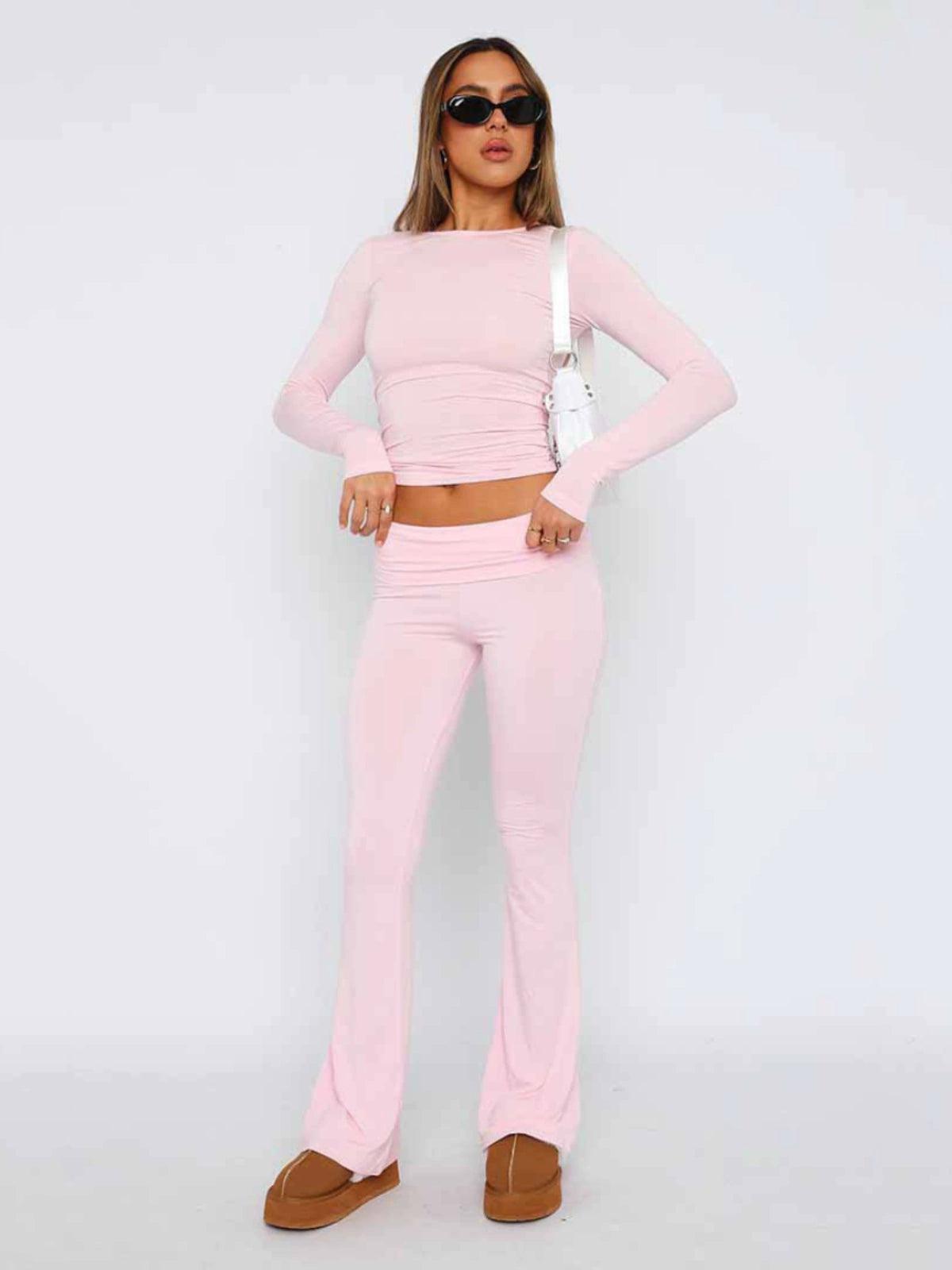 Flare Pure Color Comfort Silm Low Waist Bell-Bottom Pants - So Real Fashion