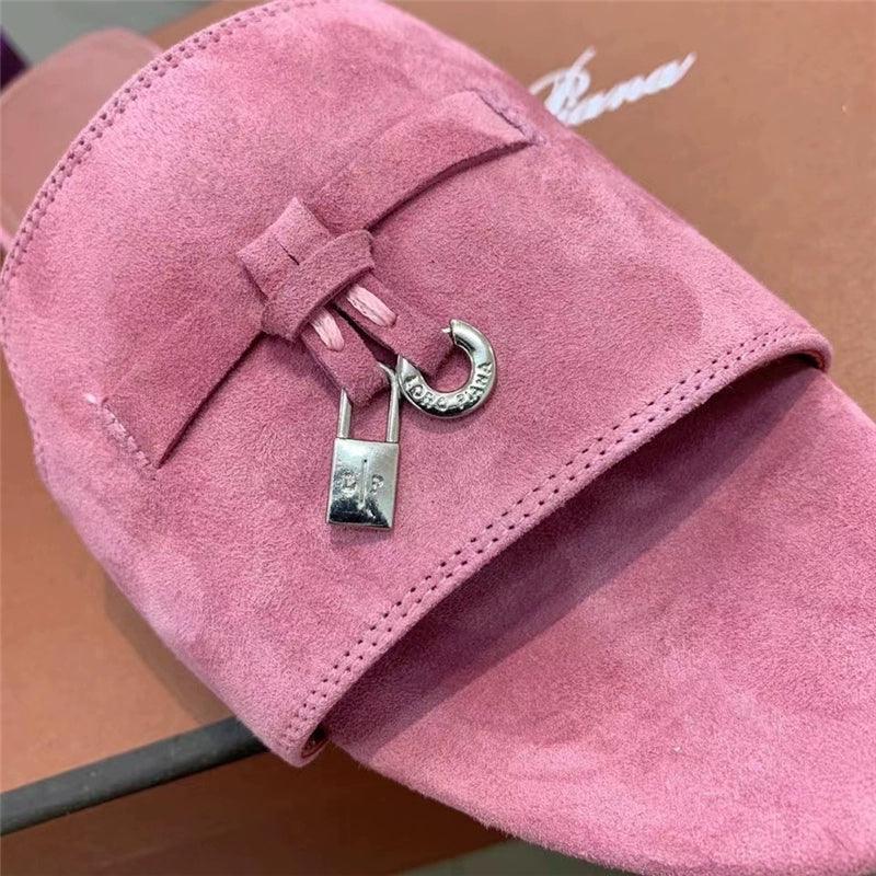 Flat for Outdoors Genuine Leather Suede Half Slippers Retro Bean Bag Open Toe Sandals Internet Celebrity Comfortable plus Size Women's Shoes - So Real Fashion