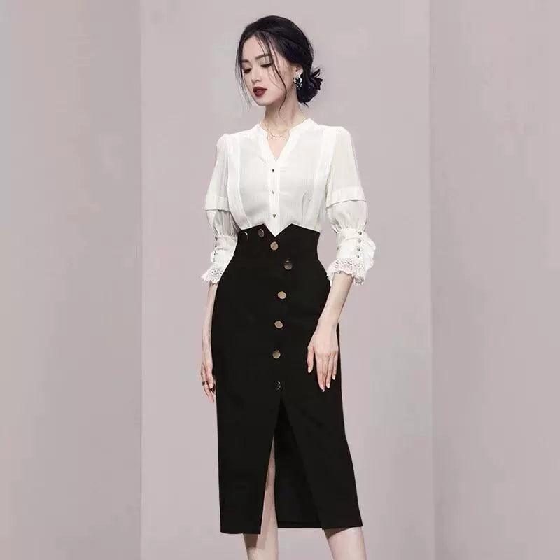 Classy Western Style Fashion Professional Suit Skirt Female 2024 Spring New Arrival Elegant Fashion Commuter Ol Women's Clothing Two-piece Set - So Real Fashion