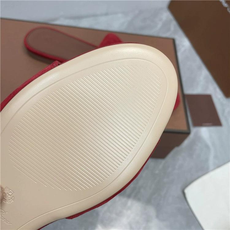 Flat for Outdoors Genuine Leather Suede Half Slippers Retro Bean Bag Open Toe Sandals Internet Celebrity Comfortable plus Size Women's Shoes - So Real Fashion