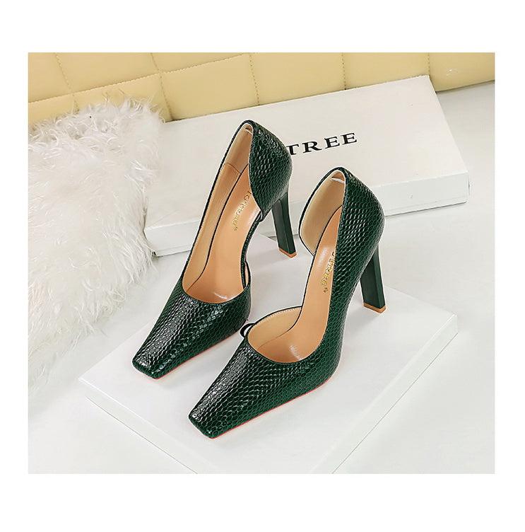 OL Fashion Style Snake skin Patent Leather Side Cut Out High Heels - So Real Fashion