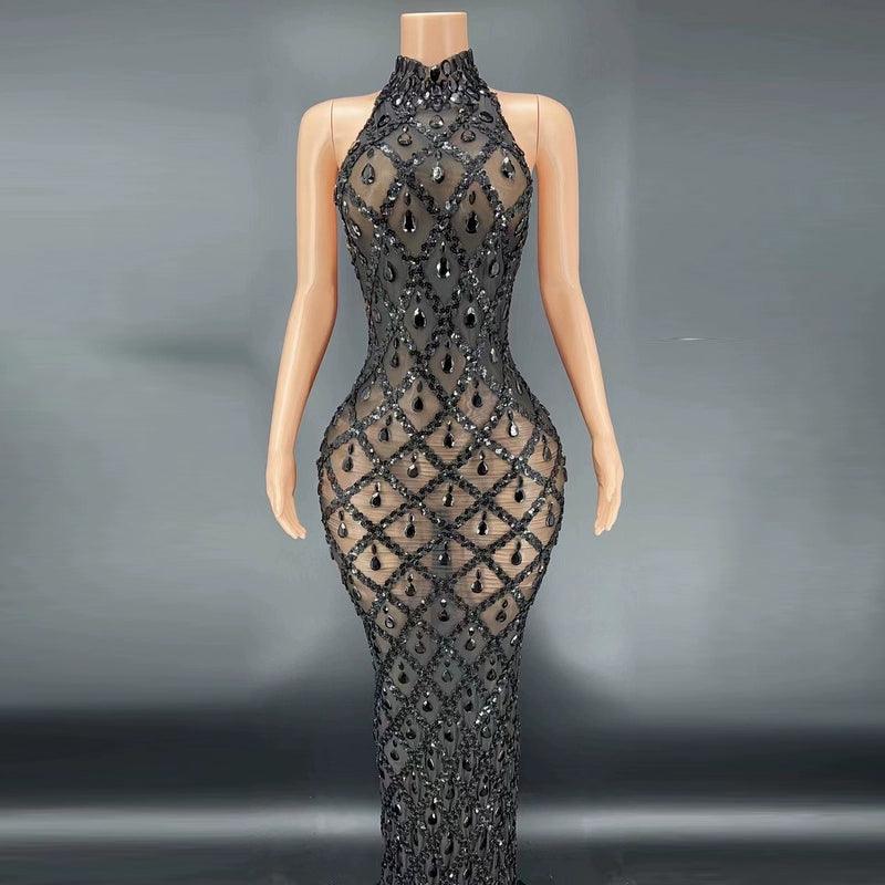 Novance Diamond Brown Mesh Socialite Dress - So Real Fashion