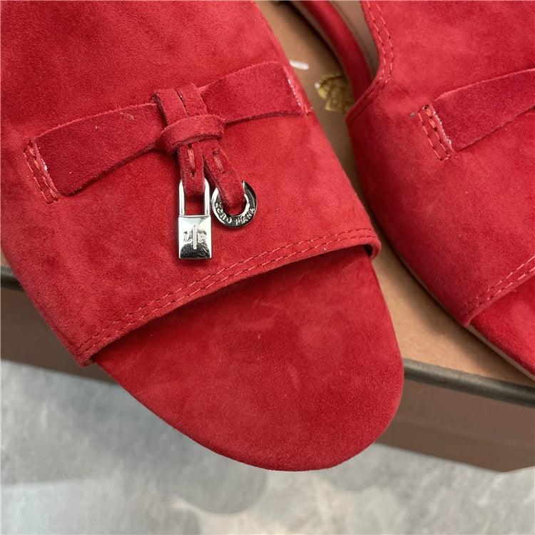 Flat for Outdoors Genuine Leather Suede Half Slippers Retro Bean Bag Open Toe Sandals Internet Celebrity Comfortable plus Size Women's Shoes - So Real Fashion