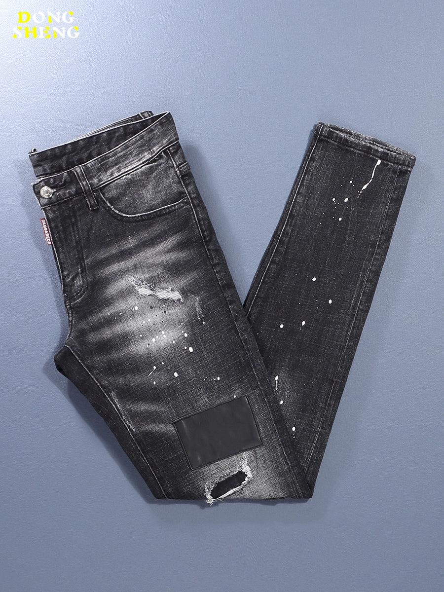 New Arrival Black Denim Men Trendy Brands Silm Skinny Jeans Stretch Classy Hole & Patch Casual Long Pants - So Real Fashion