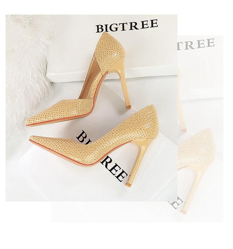 OL Fashion Style Snake skin Patent Leather Side Cut Out High Heels - So Real Fashion