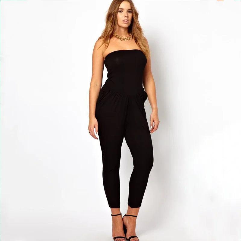 Chic Black Plus Size Tube Jumpsuit Summer Style - So Real Fashion