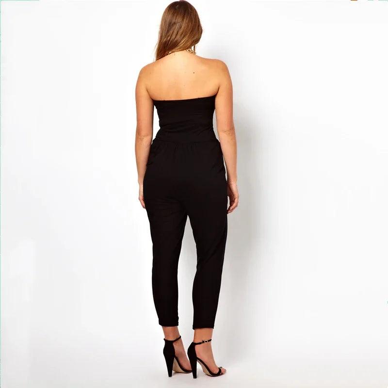 Elegant Plus Size Black Tube Jumpsuit Summer Chic - So Real Fashion