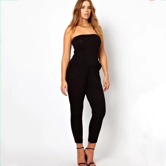 Elegant Plus Size Black Tube Jumpsuit Summer Chic - So Real Fashion