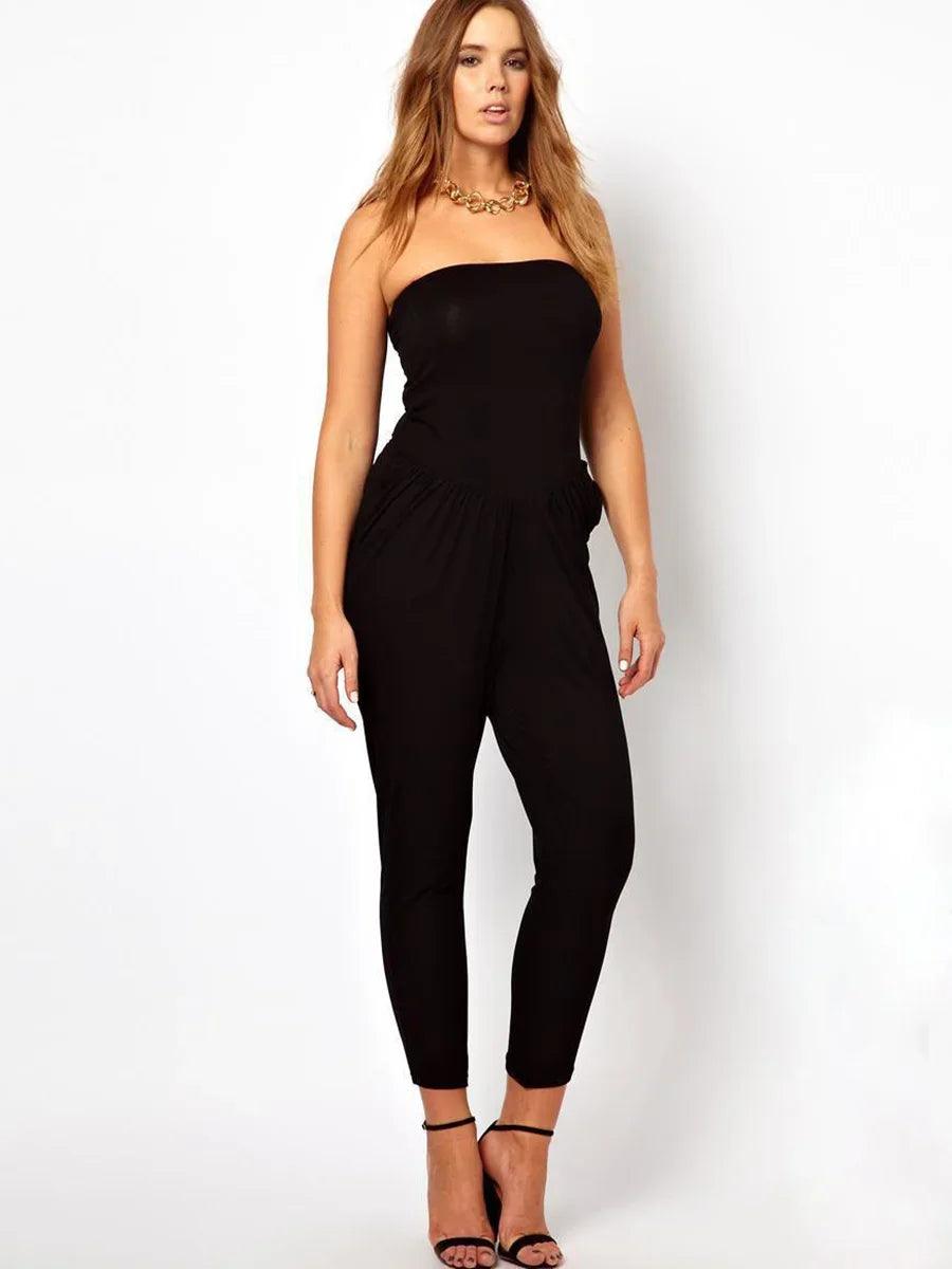 Chic Black Plus Size Tube Jumpsuit Summer Style - So Real Fashion