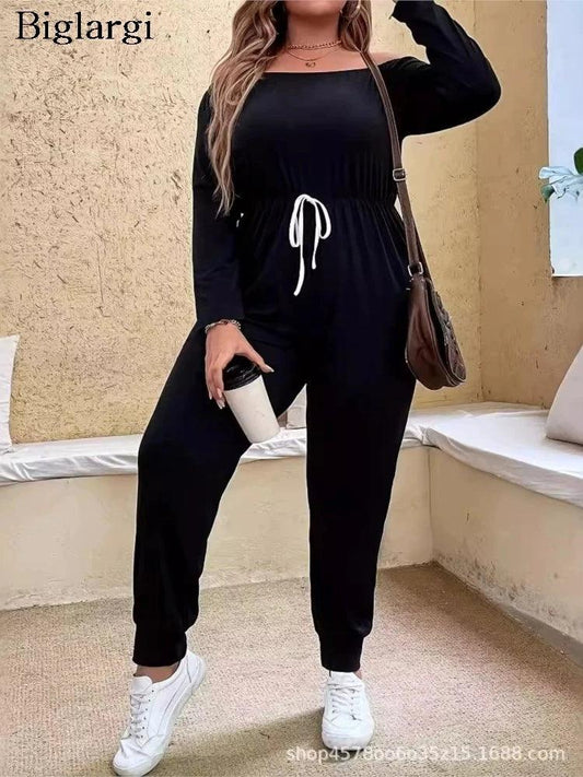 Summer Chic Plus Size Elastic Waist Jumpsuit - So Real Fashion