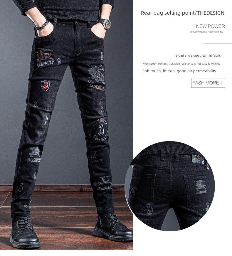 European Station Summer Embroider Skinny Jeans Black Denim - So Real Fashion