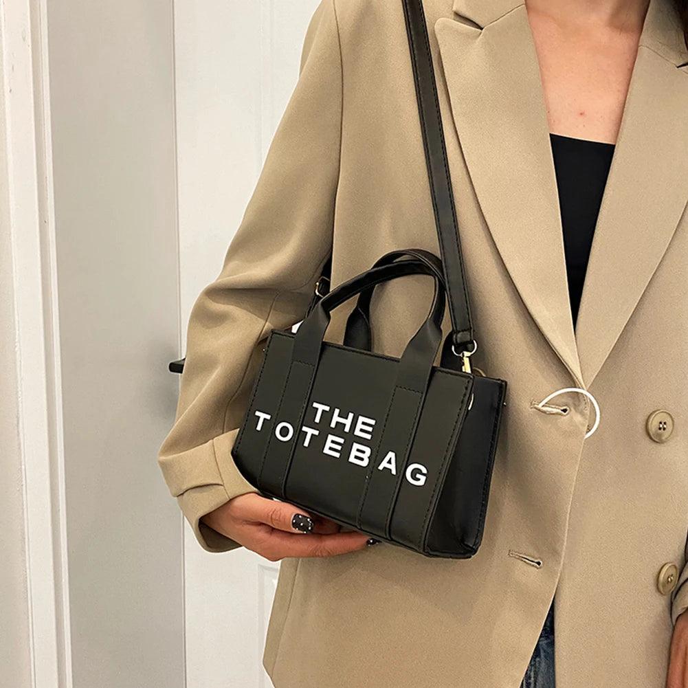 Fashion Ladies Top-Handle Bags Women Tote Bag Contrast Letters PU Leather Portable Casual Simple Adjustable Straps Hobos Bags - So Real Fashion